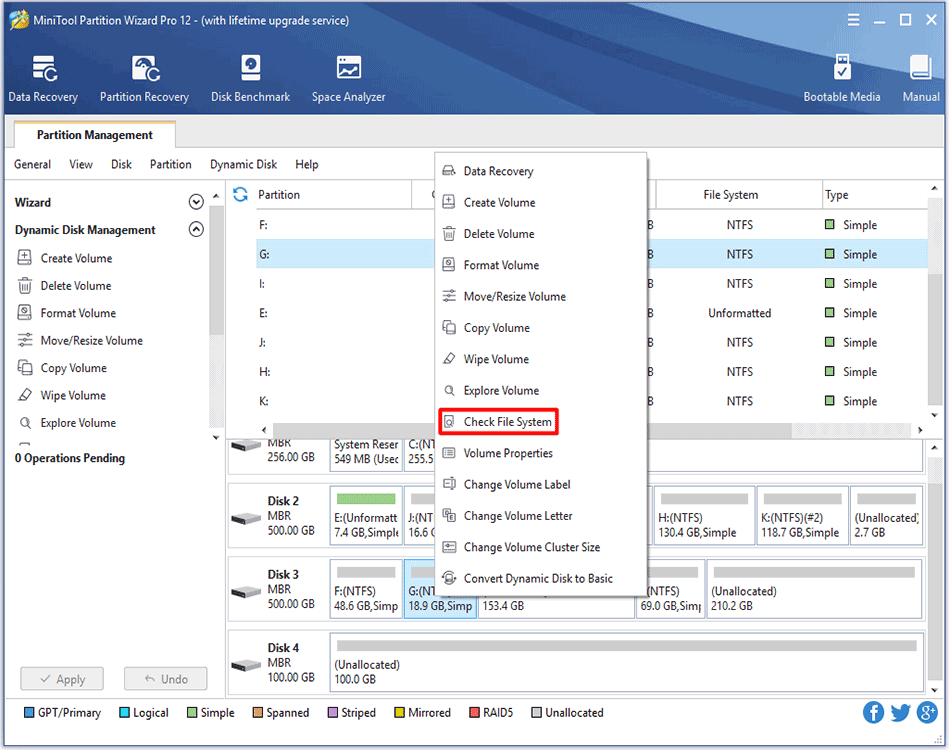 choose Check File System feature