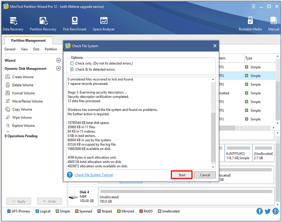 choose an option to check File System