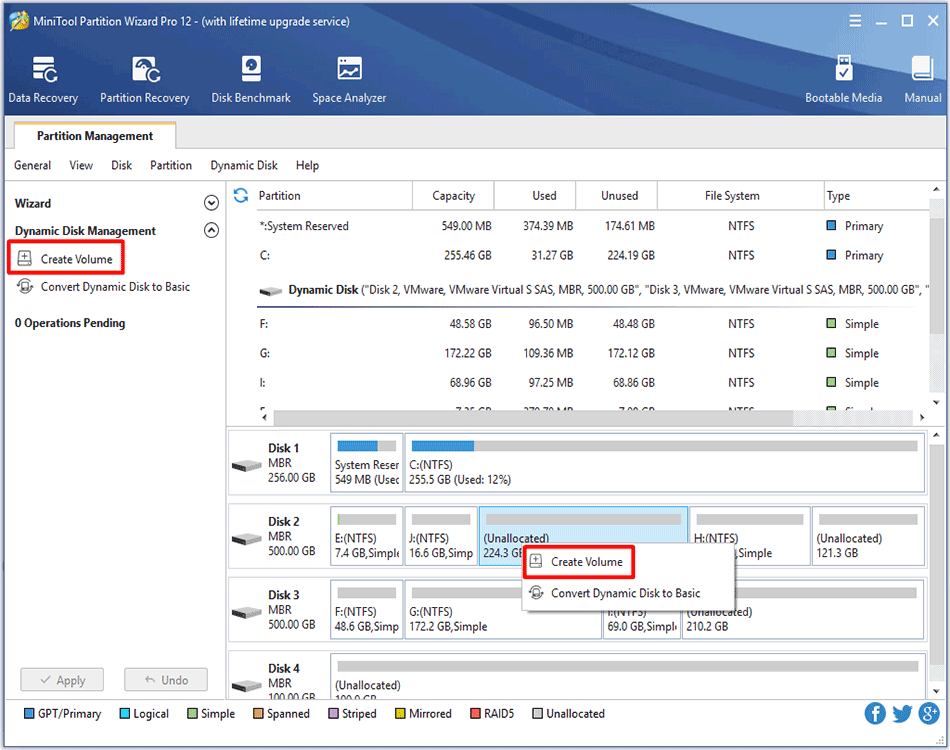 the location to select Create Volume