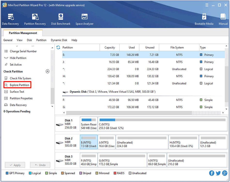 choose Explore Partition