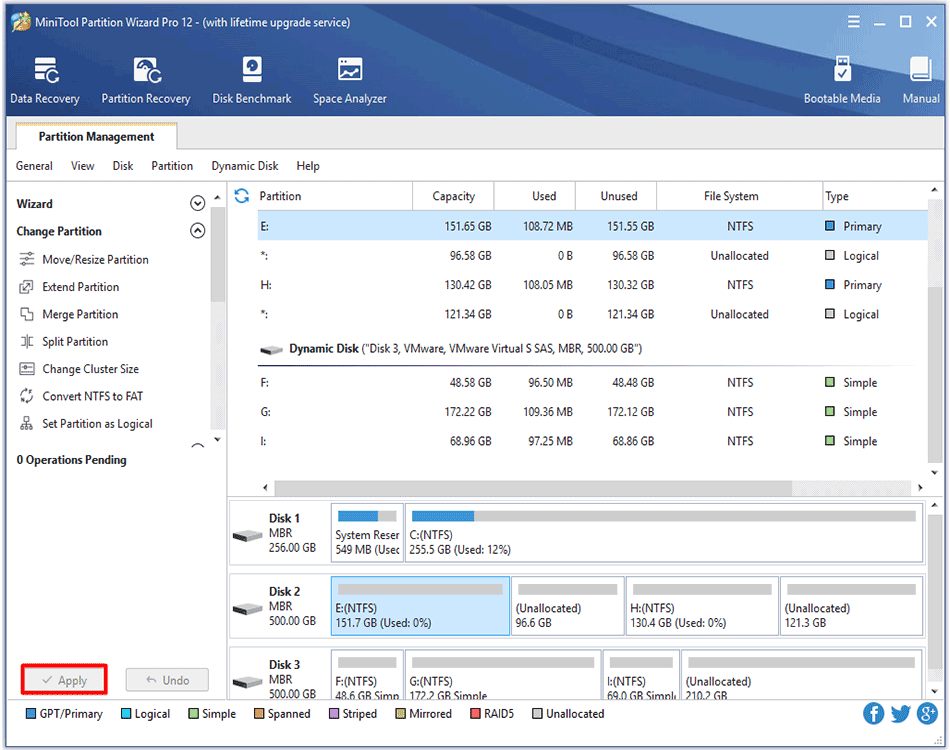 view the contents of the target partition