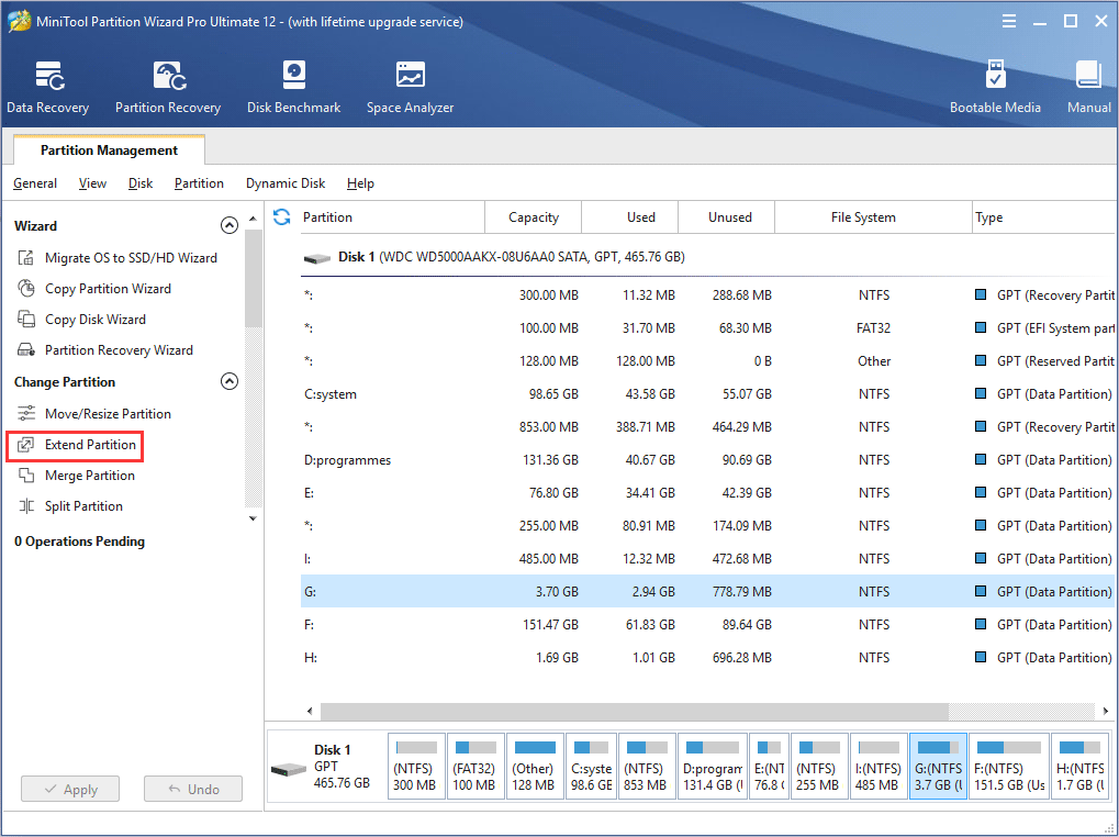 extend partition