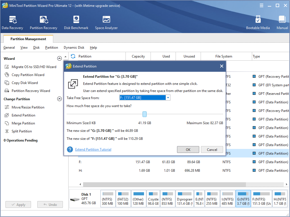 take free space from another partition