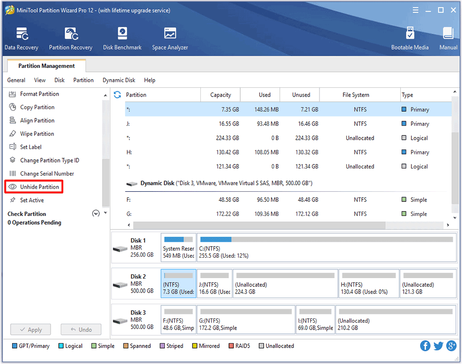 choose Unhide Partition