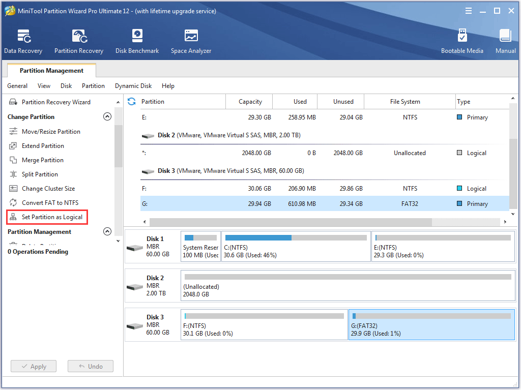 set partition as logical