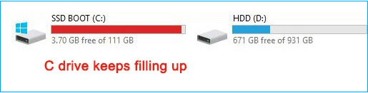 c drive continua a riempirsi