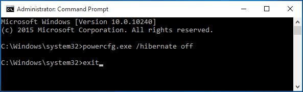 ibernazione disattivata