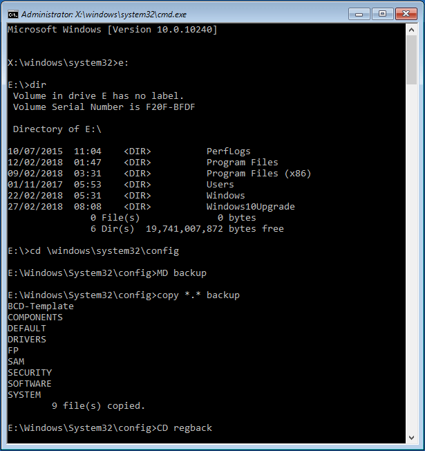 Prompt dei comandi di Windows