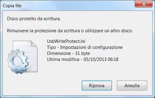 disco è protetto da scrittura