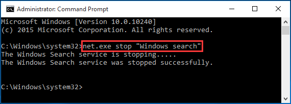 disabilitare temporaneamente la ricerca di Windows