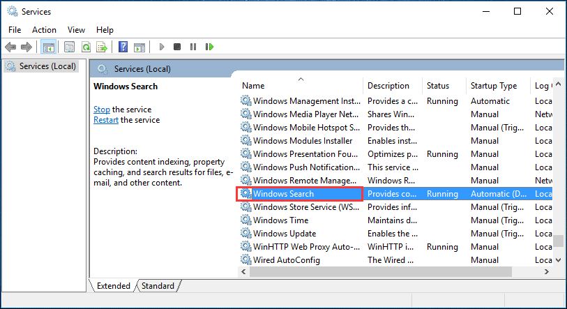 disabilitare la ricerca di Windows in modo permanente