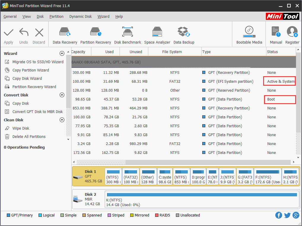 alt=boot partition and system partition