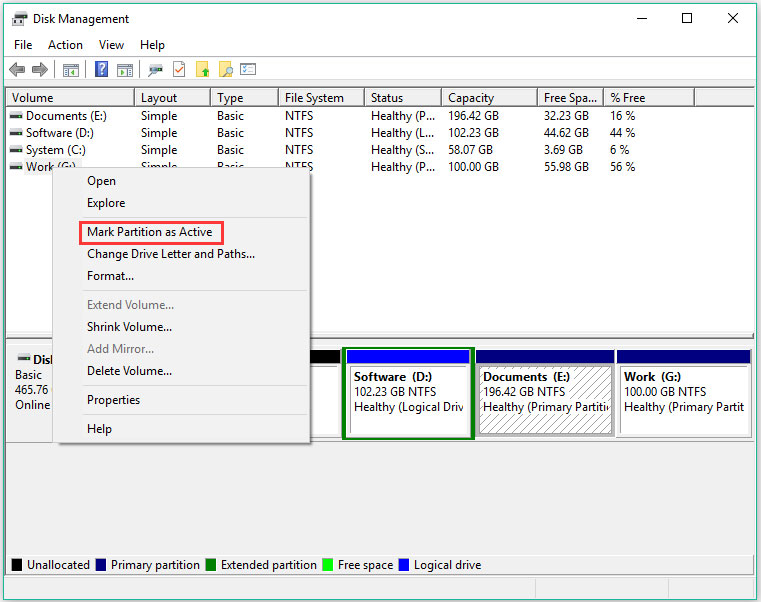 hard disk active partition
