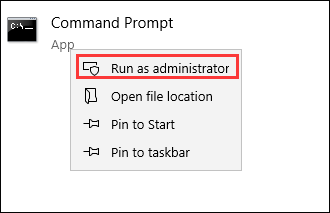 Run Command Prompt as administrator