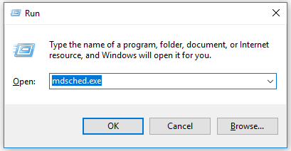 Input mdsched.exe to run Windows Memory Diagnostics