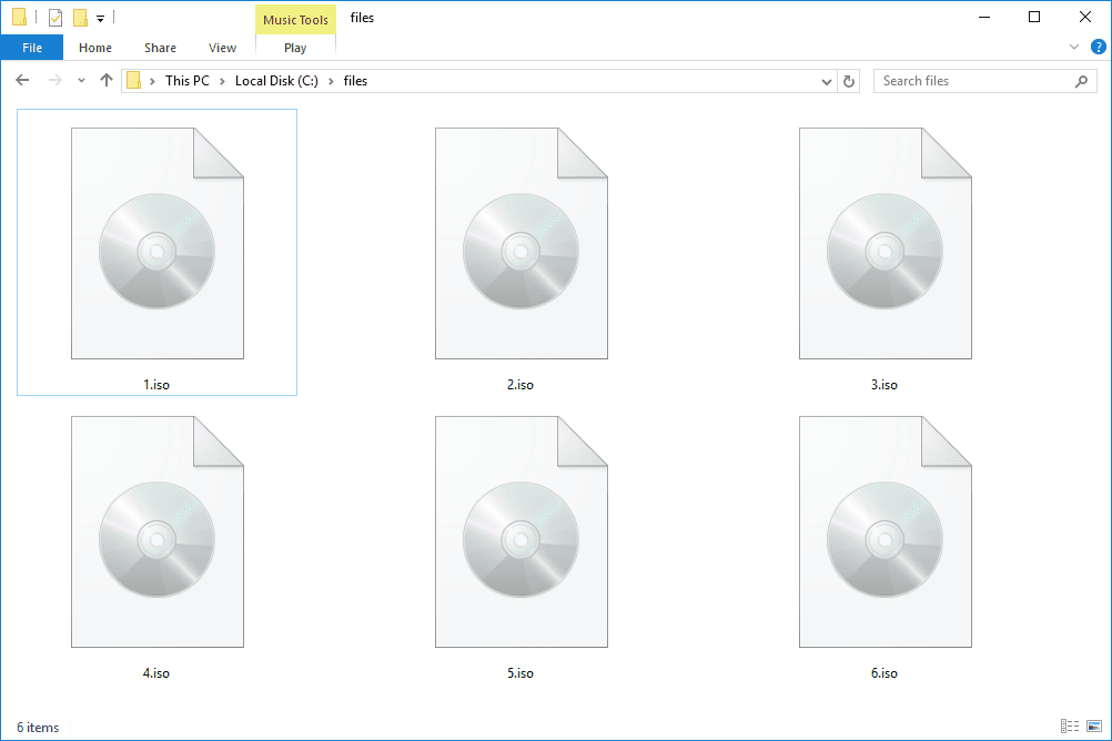 six ISO files