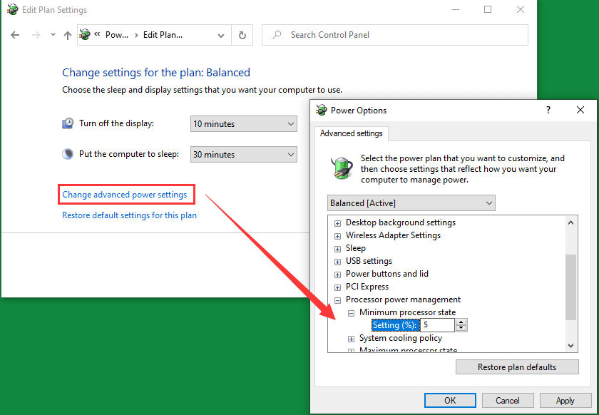 Change Minimum Processor State