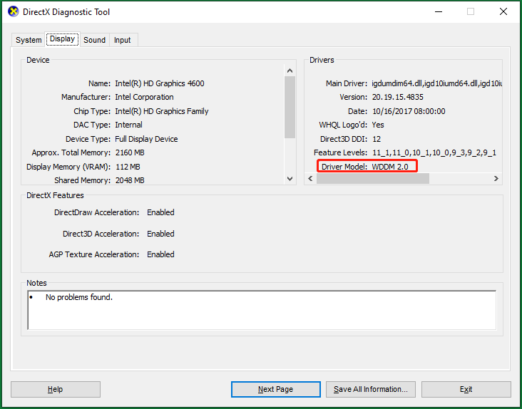 check WDDM driver model