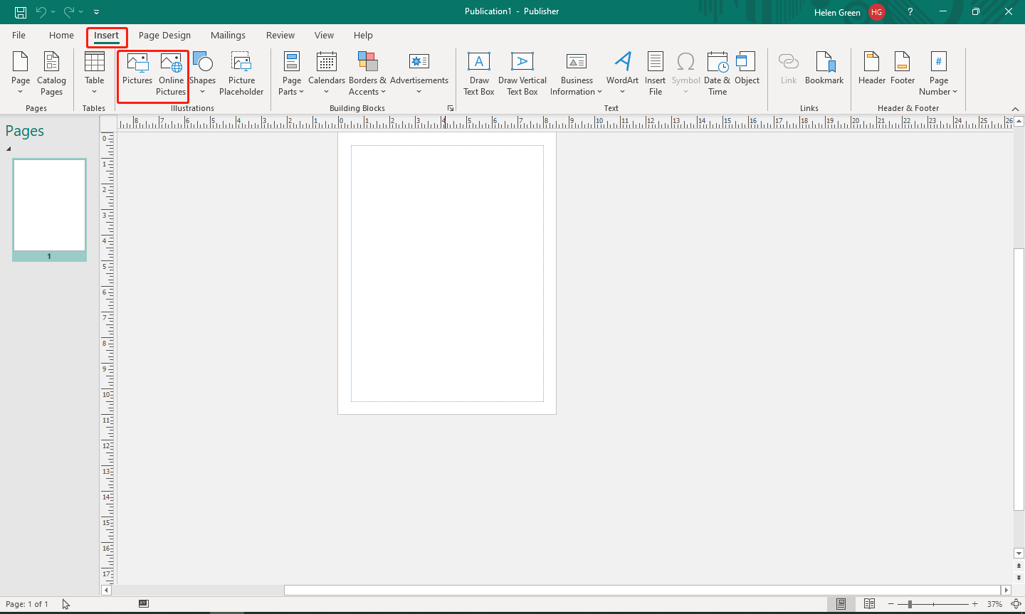 insert picture into Microsoft Publisher