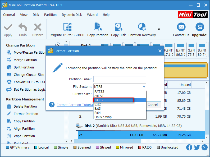 set as NTFS partition