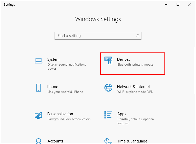 click on the Devices