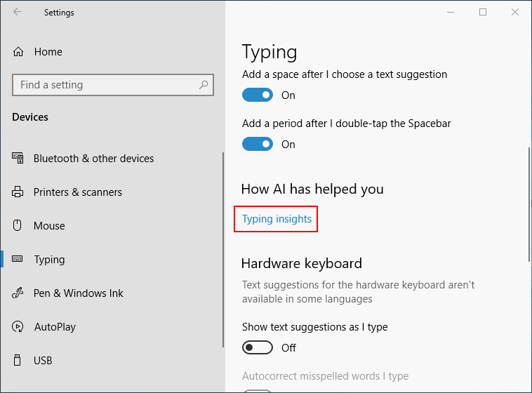 find Typing insights