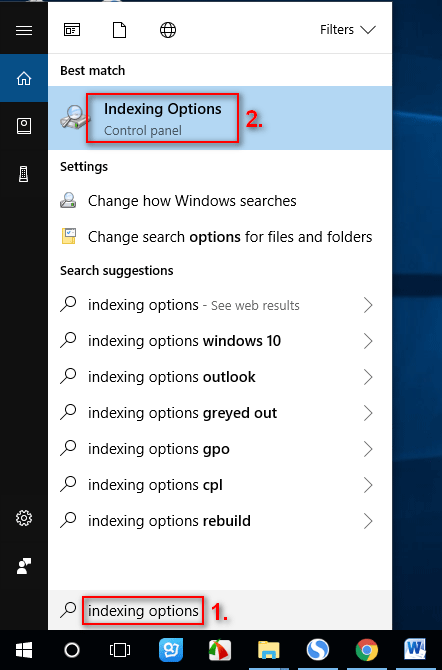 access Indexing Options