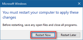 click on Restart Now