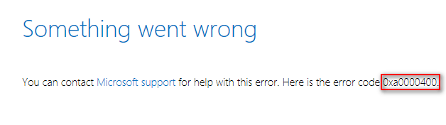 Windows 10 error 0xa0000400