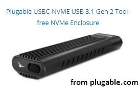 Plugable NVMe SSD enclosure