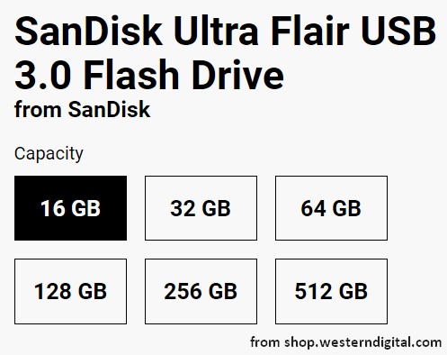 SanDisk Ultra Flair shopping list