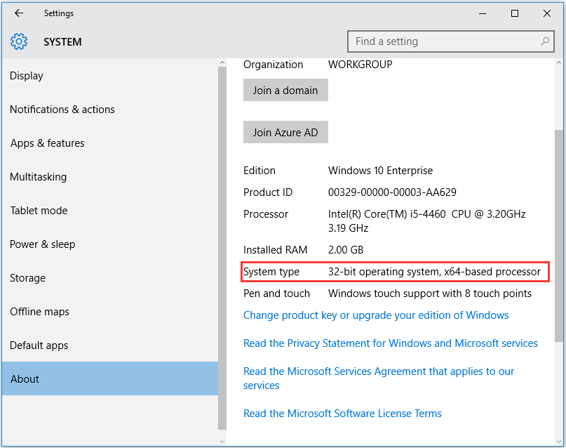 check system type of your Windows