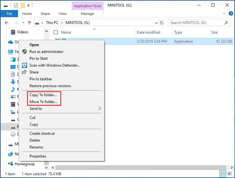 copy to move to Windows 10