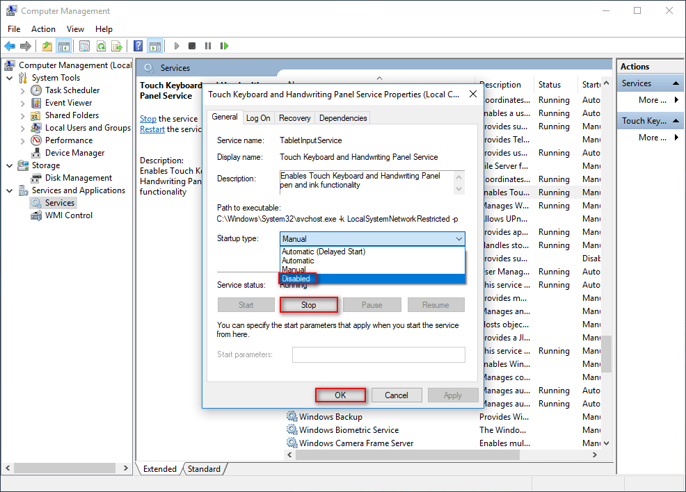 Touch Keyboard and Handwriting Panel Service