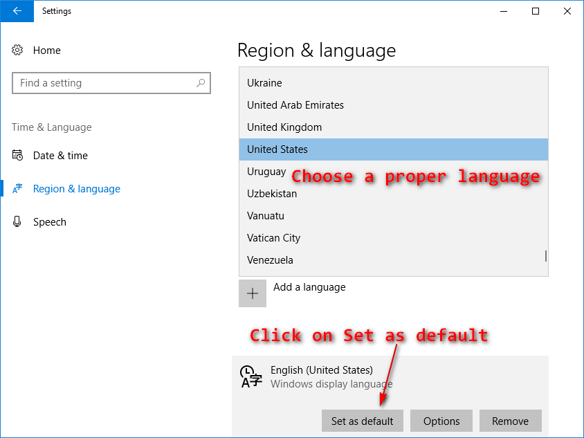 change language preferences