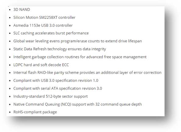 key features of VisionTek XT USB 3.0 pocket SSD