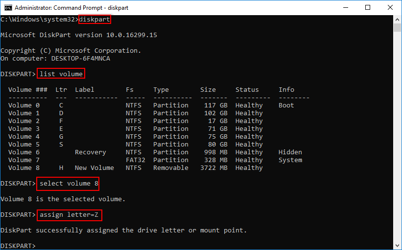 change drive letter cmd