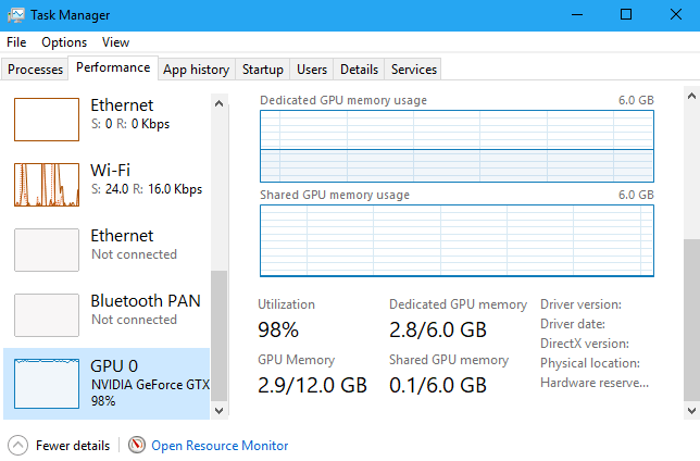 check graphics card from task manager