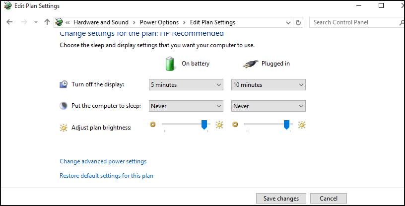 Windows 10 adjust screen brightness when plugged in