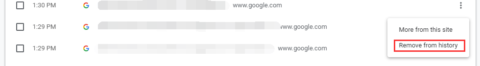press Remove from history