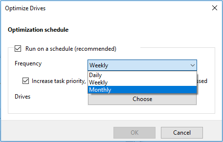 change disk defragment schedule