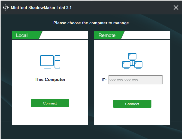 choose to manage local or remote computer