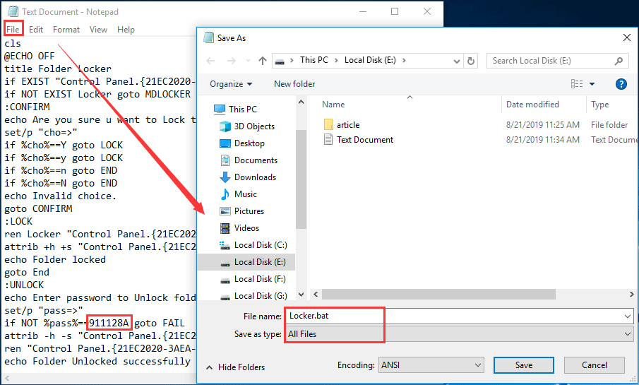 save as type all files