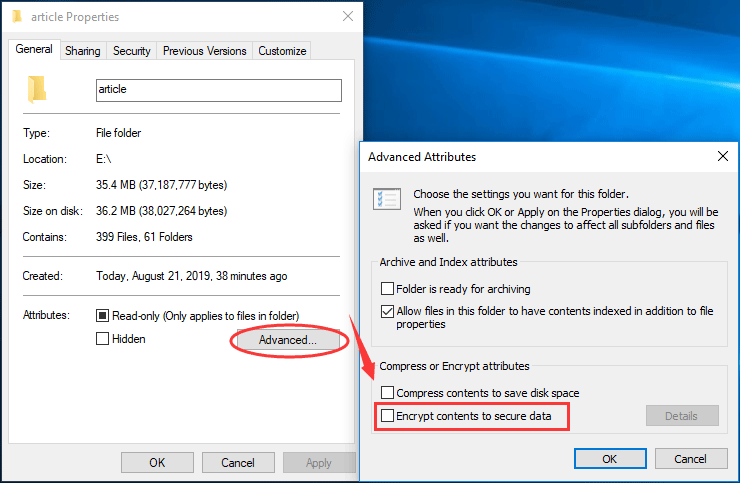 encrypt contents to secure data