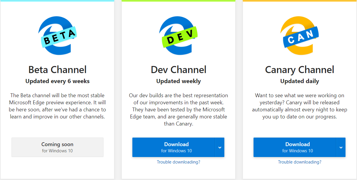 Microsoft Edge Insider Channels