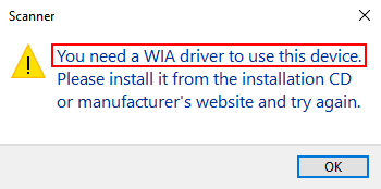 You need a WIA driver to use this device
