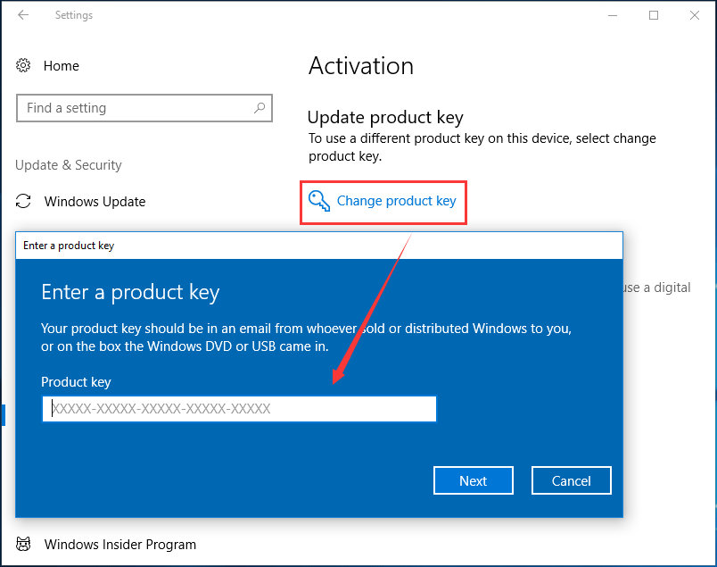 change product key