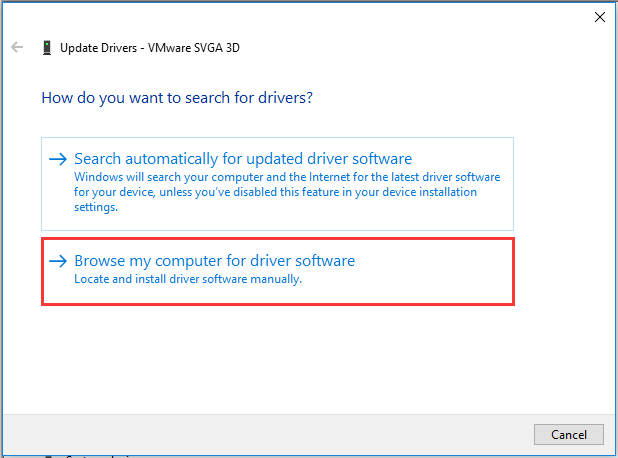 choose Browse my computer for driver software