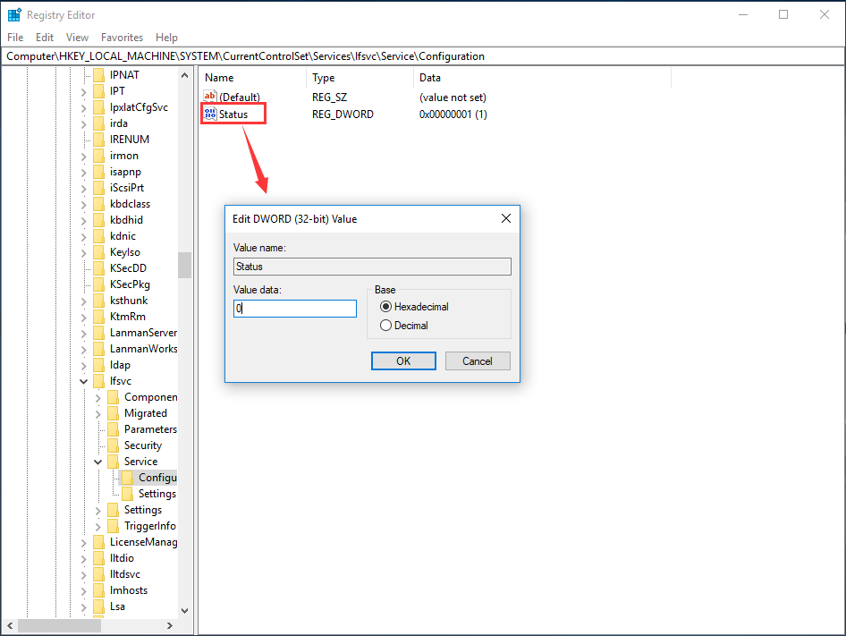 modify registry to fix location being used