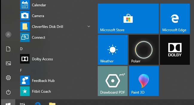 Windows 10 interface
